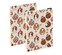 Mnsruu Christmas Guinea Pig Spiral Notebook Journals 2 Pack, Hardcover Lined Journal for Women, A5 College Ruled Notebooks for Journaling Writing Work Office School 5.7x8.3 Inch