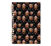 Mnsruu Christmas Highland Cow Pattern Spiral Notebook Journals 1 Pack, Hardcover Lined Journal for Women, A5 College Ruled Notebooks for Journaling Writing Work Office School 5.7x8.3 Inch