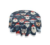 Mnsruu Christmas Tablecloths, Christmas Animal Dog Decorative Table Cloth Table Cover for Circular Table Dining Decorative for Holiday Home Party
