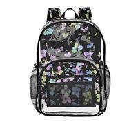Mnsruu Clear Backpack for School Beautiful Flower Patterns Transparent Bookbag for Girls See Through PVC Boy Backpacks