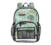 Mnsruu Clear Backpack for School Blue Tractors Carrots Transparent Bookbag for Girls See Through PVC Boy Backpacks