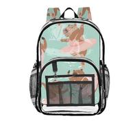 Mnsruu Clear Backpack for School Capibala Dancing Ballet Pattern Transparent Bookbag for Girls See Through PVC Boy Backpacks