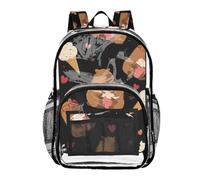 Mnsruu Clear Backpack for School Capybara Ice Cream Pattern Transparent Bookbag for Girls See Through PVC Boy Backpacks