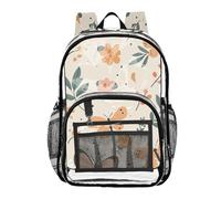 Mnsruu Clear Backpack for School Cute Butterfly Flower Pattern Transparent Bookbag for Girls See Through PVC Boy Backpacks