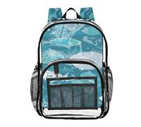 Mnsruu Clear Backpack for School Cute Fish Pattern Transparent Bookbag for Girls See Through PVC Boy Backpacks