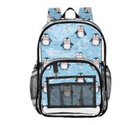 Mnsruu Clear Backpack for School Cute Iceberg Penguin Fish Pattern Transparent Bookbag for Girls See Through PVC Boy Backpacks
