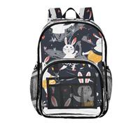 Mnsruu Clear Backpack for School Dancing Rabbit Transparent Bookbag for Girls See Through PVC Boy Backpacks