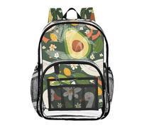 Mnsruu Clear Backpack for School Duck Daisy and Avocado Transparent Bookbag for Girls See Through PVC Boy Backpacks