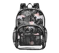 Mnsruu Clear Backpack for School Flower White Unicorn Pattern Transparent Bookbag for Girls See Through PVC Boy Backpacks