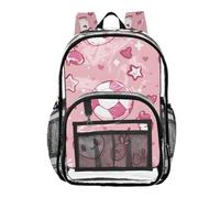 Mnsruu Clear Backpack for School Football Ice Cream Cherry Star Heart Pattern Transparent Bookbag for Girls See Through PVC Boy Backpacks