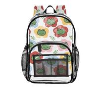 Mnsruu Clear Backpack for School Frogs Flowers Grass Transparent Bookbag for Girls See Through PVC Boy Backpacks