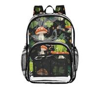 Mnsruu Clear Backpack for School Frogs Sitting Mushrooms Pattern Transparent Bookbag for Girls See Through PVC Boy Backpacks