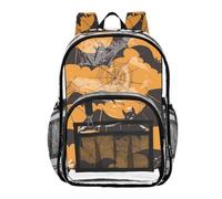 Mnsruu Clear Backpack for School Halloween Bats Spiders Web Pattern Transparent Bookbag for Girls See Through PVC Boy Backpacks