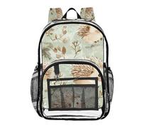 Mnsruu Clear Backpack for School Hedgehog Fallen Leaves Pattern Transparent Bookbag for Girls See Through PVC Boy Backpacks