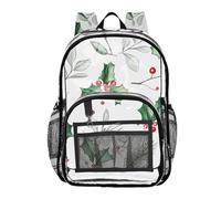 Mnsruu Clear Backpack for School Holly Leave Branch Pattern Transparent Bookbag for Girls See Through PVC Boy Backpacks