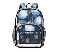 Mnsruu Clear Backpack for School Ice Football Pattern Transparent Bookbag for Girls See Through PVC Boy Backpacks