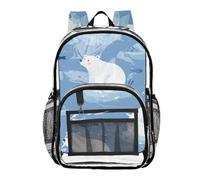 Mnsruu Clear Backpack for School Ice Polar Bear Fish Pattern Transparent Bookbag for Girls See Through PVC Boy Backpacks