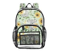 Mnsruu Clear Backpack for School Koalas with Sunflowers Pattern Transparent Bookbag for Girls See Through PVC Boy Backpacks