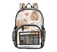 Mnsruu Clear Backpack for School Love Capybara Hearts Pattern Transparent Bookbag for Girls See Through PVC Boy Backpacks