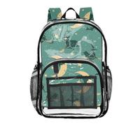 Mnsruu Clear Backpack for School Moon Wizard Broom Pentagram Pattern Transparent Bookbag for Girls See Through PVC Boy Backpacks