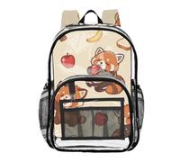 Mnsruu Clear Backpack for School Red Panda Apple Bread Banana Pattern Transparent Bookbag for Girls See Through PVC Boy Backpacks