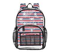 Mnsruu Clear Backpack for School Striped Stars Transparent Bookbag for Girls See Through PVC Boy Backpacks
