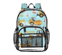 Mnsruu Clear Backpack for School Tractors Trucks Pattern Transparent Bookbag for Girls See Through PVC Boy Backpacks