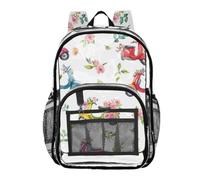 Mnsruu Clear Backpack for School Watercolor Flower Electric Bike Pattern Transparent Bookbag for Girls See Through PVC Boy Backpacks