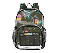 Mnsruu Clear Backpack for School Zombie Cat Love Pattern Transparent Bookbag for Girls See Through PVC Boy Backpacks