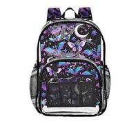 MNSRUU Clear Backpack for Stadium Concerts Spider Transparent PVC Backpack, Bats A8889, One Size, Bats A8889