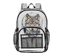 Mnsruu Clear Backpack for Students Boys Girls Dream Catcher Wolf Feathers Rucksack Bag for School College