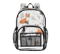 Mnsruu Clear Backpack for Students Boys Girls Fox Forest Trees Rucksack Bag for School College