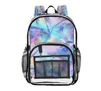 Mnsruu Clear Backpack for Students Boys Girls Laser Plam Trees Rucksack Bag for School College