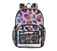 Mnsruu Clear Backpack for Students Boys Girls Pattern Print Leopard Rucksack Bag for School College