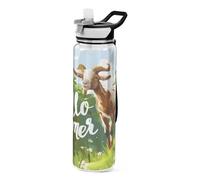 Mnsruu Clear Water Bottle with Straw Goat Green Farm Daisy Tritan BPA Free Drinking Bottle 1000ml Sports Water Bottle for Kids Boys Girls Adults School Travel