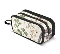 Mnsruu Clover Lavender Vintage Flower Pencil Case Large Capacity Pencil Pouch with 3 Compartments Stationery Case Pen Bag for Boys Girls Kids Adults School Office