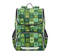 Mnsruu Clover Patchwork Pattern Kids Backpack Rucksack Bag for School Girls & Boys, Cute School Bag for Kids, Kids Bookbag for Elementary with Reflective Strip