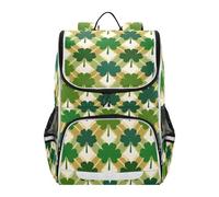 Mnsruu Clover Patricks Plaid Kids Backpack Rucksack Bag for School Girls & Boys, Cute School Bag for Kids, Kids Bookbag for Elementary with Reflective Strip