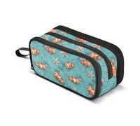 Mnsruu Clownfish Starfish Blue Coral Reef Pencil Case Large Capacity Pen Bag 3 Compartment Pencil Pouch Stationery for Office College School Teen Student Girl Boy