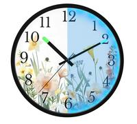 Mnsruu Color Daffodils Flower Wall Clock Luminous Bedroom Clocks Battery Operated Silent Glow in the Dark Clock for Living Room Kitchen 12 Inch