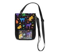 Mnsruu Colorful Cute Cat Butterfly & Polka Dot Travel Wallet Passport Holder Credit Card Gadget Holder Pouch Bag Unisex Crossbody Wallet Travel Neck Wallet with Adjustable Strap