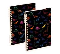 Mnsruu Colorful Dinosaurs Spiral Notebook Journals 2 Pack, Hardcover Lined Journal for Women, A5 College Ruled Notebooks for Journaling Writing Work Office School 5.7x8.3 Inch