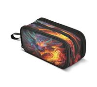 Mnsruu Colorful Flame Dragon on A Dark Large Capacity Pencil Case 3 Compartment Pouch Holder School Supplies Boys Girls