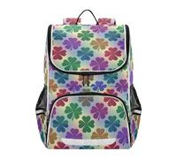 Mnsruu Colorful Four Leaf Clover Kids Backpack Rucksack Bag for School Girls & Boys, Cute School Bag for Kids, Kids Bookbag for Elementary with Reflective Strip