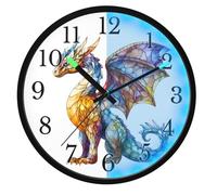 Mnsruu Colorful Fragments with White Background Dinosaur Wall Clock Luminous Bedroom Clocks Battery Operated Silent Glow in the Dark Clock for Living Room Kitchen 12 Inch