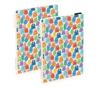 Mnsruu Colorful Monsters Pattern Spiral Notebook Journals 2 Pack, Hardcover Lined Journal for Women, A5 College Ruled Notebooks for Journaling Writing Work Office School 5.7x8.3 Inch