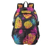Mnsruu Colorful Neon Pineapple Backpack Laptop Backpack for College Women Men College Bookbag Water Resistant Travel Daypack Casual Multi Pocket