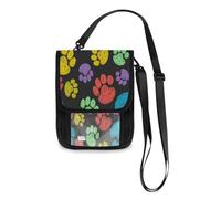 Mnsruu Colorful Paw Black Travel Wallet Passport Holder Credit Card Gadget Holder Pouch Bag Unisex Crossbody Wallet Travel Neck Wallet with Adjustable Strap