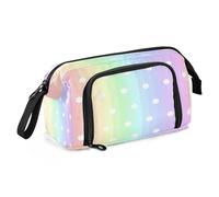 Mnsruu Colorful Rainbow Strip Pencil Case Large Capacity Pencil Pouch Stationery Bag for Office School