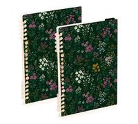 Mnsruu Colorful Wild Flowers Spiral Notebook Journals 2 Pack, Hardcover Lined Journal for Women, A5 College Ruled Notebooks for Journaling Writing Work Office School 5.7x8.3 Inch